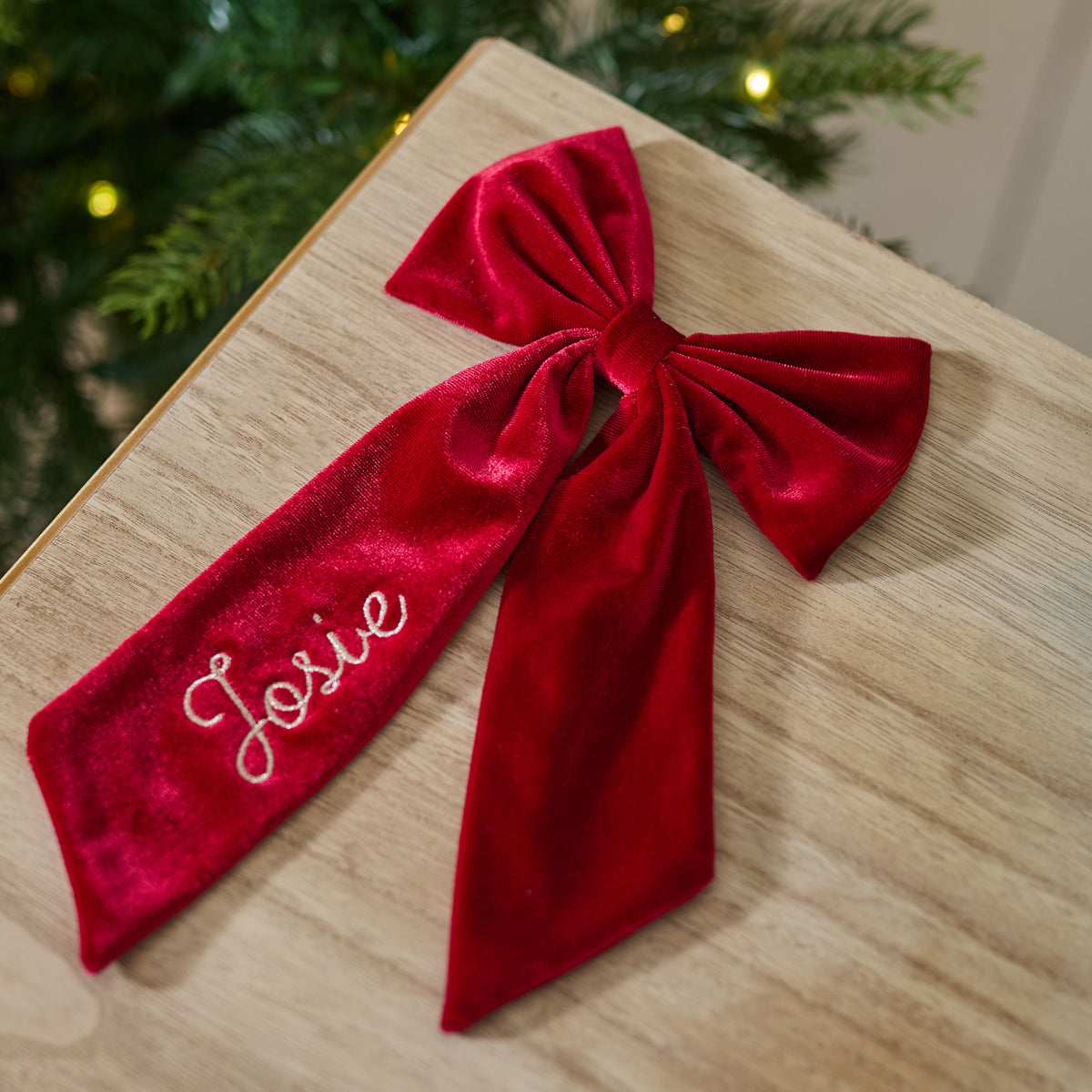 Personalised Christmas Red Hair Bow