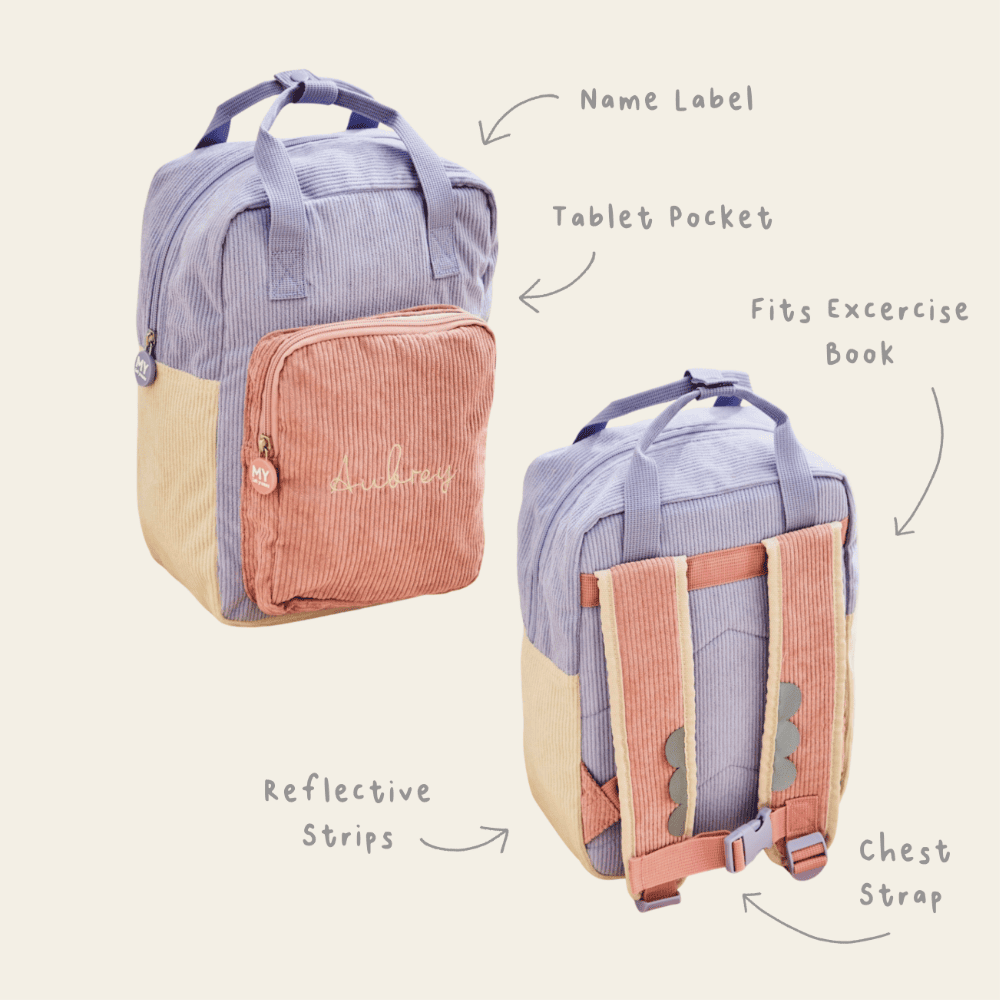 Personalised Pink Cord Backpack with Grab Handle 