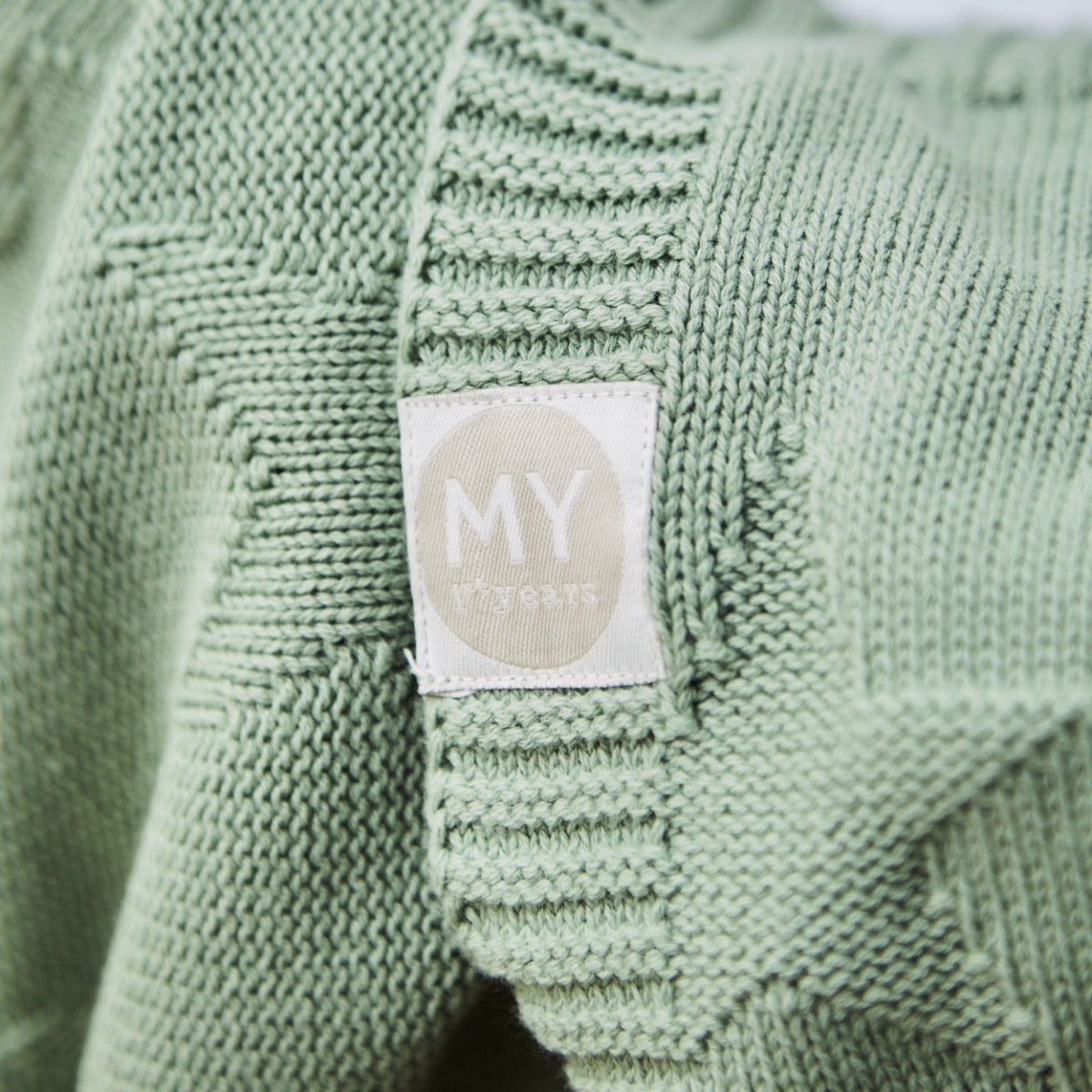 Personalized Sage Green Star Jacquard Blanket