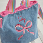 Personalised Bow Embroidered Denim Handbag