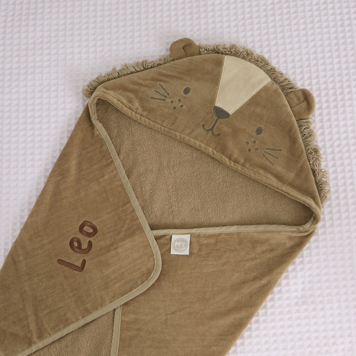 Personalised Lion Curved Hooded Towel