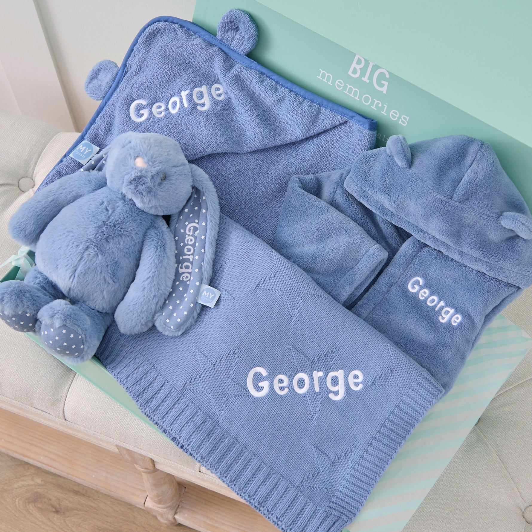 Personalised Wave Blue Bedtime Essentials Gift Set 