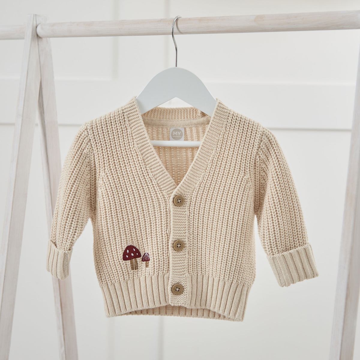 Personalised Autumn Embroidered Oatmeal Cardigan