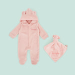 Personalised Pink Fleece Onesie & Comforter Gift Set