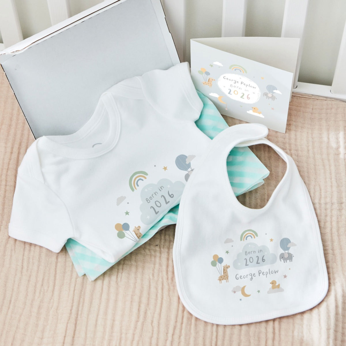 Personalised Born In 2026 Animal Letterbox Gift Set 