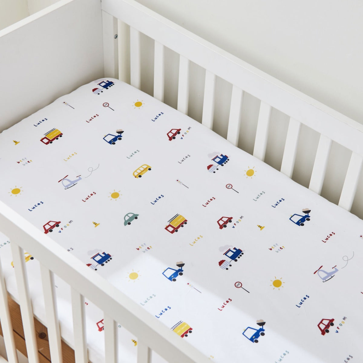 Personalised Transport Bedding Fitted Sheet 