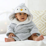 Personalized Grey Penguin Fleece Robe