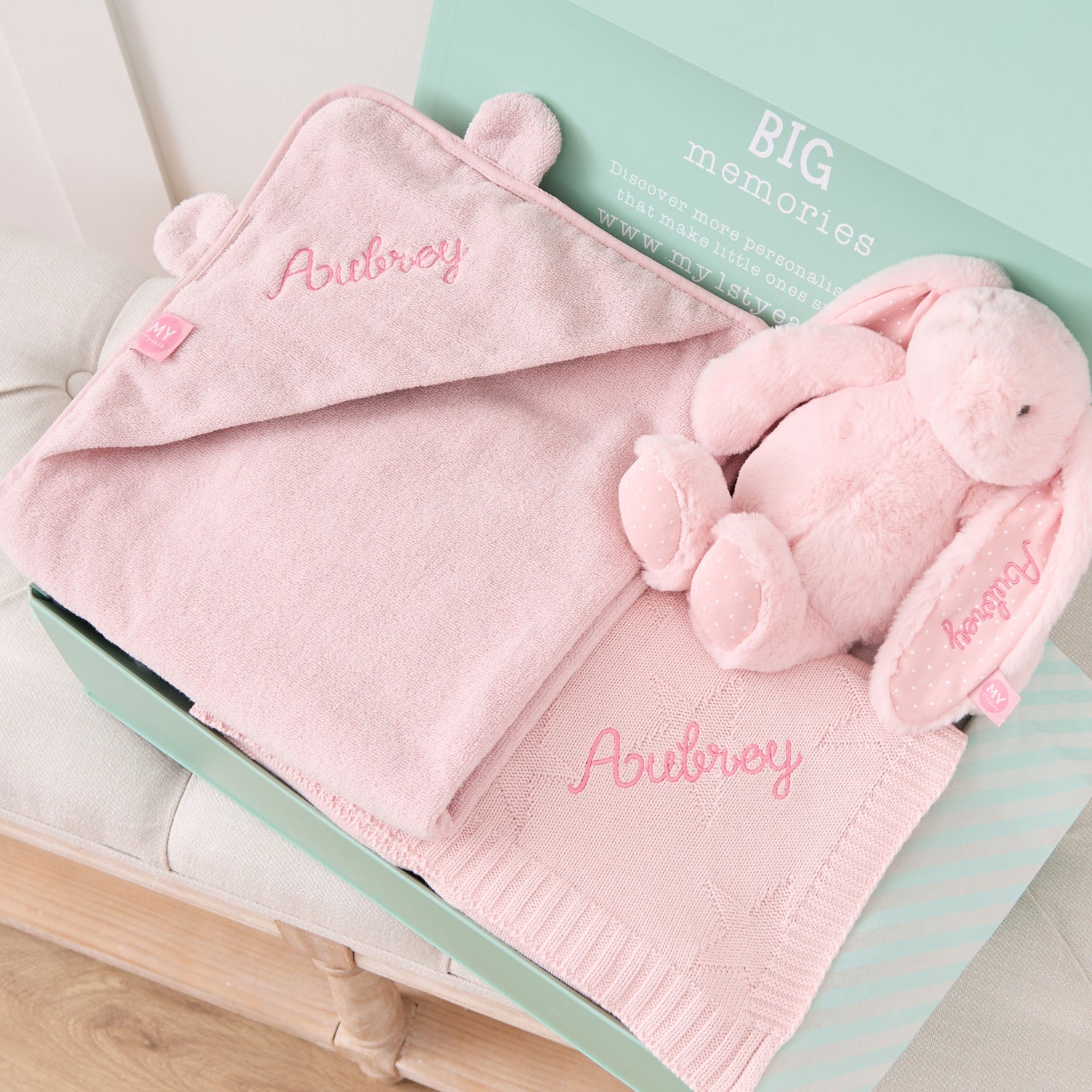 Personalised New Baby Essentials Gift Set - Pink