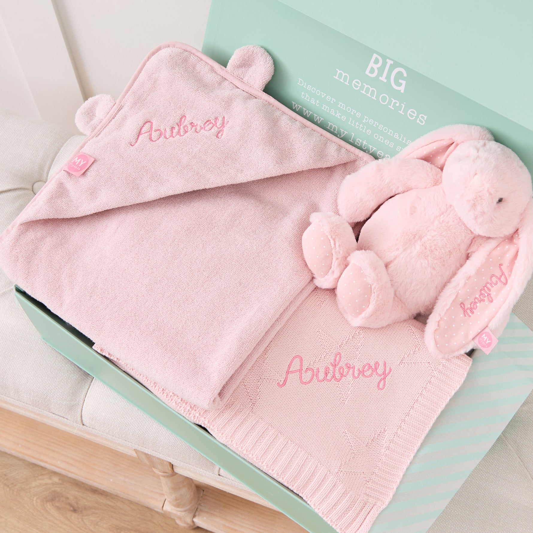 Personalised New Baby Essentials Gift Set - Pink