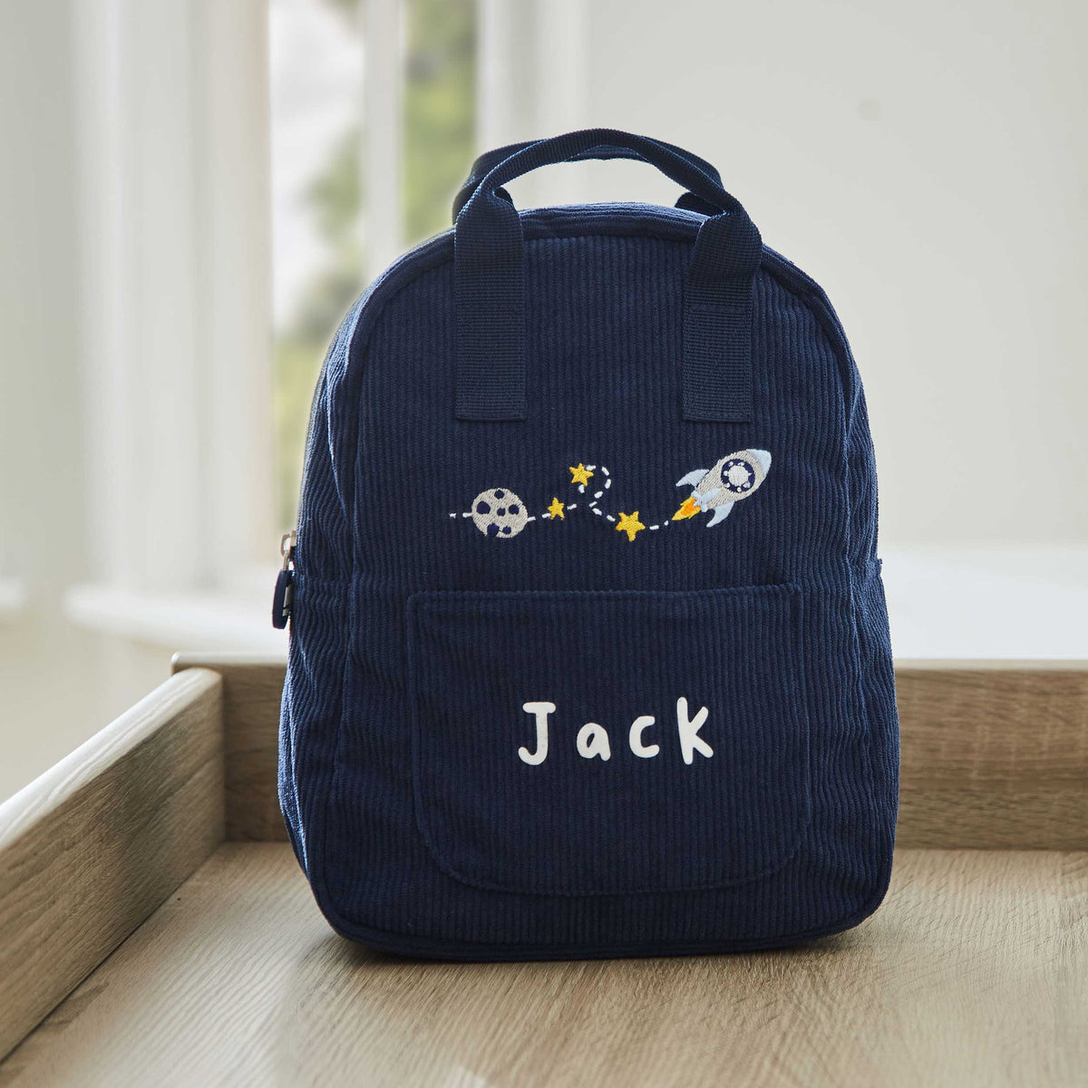 Personalised Navy Cord Mini Backpack