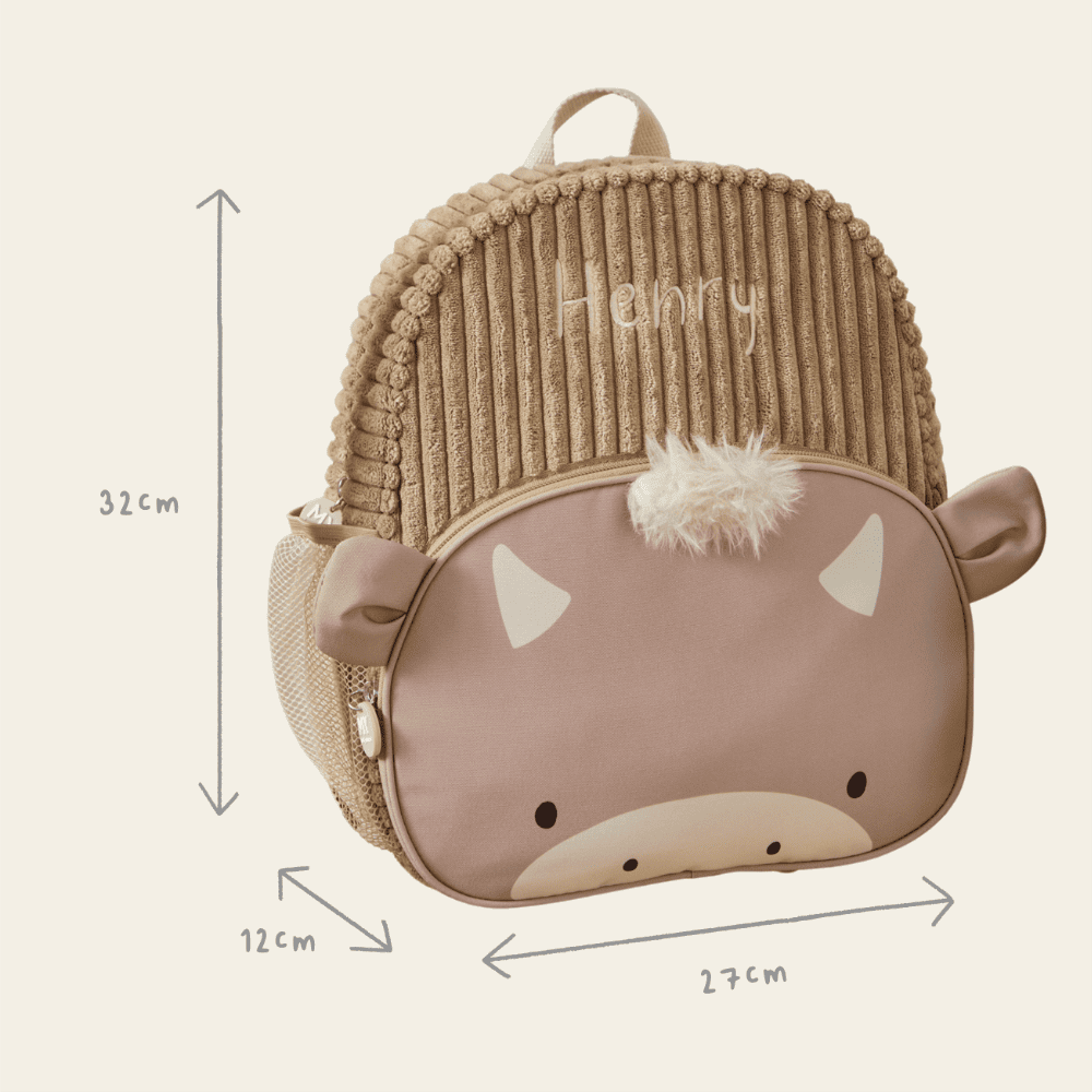Personalised Highland Cow Pocket Medium Backpack