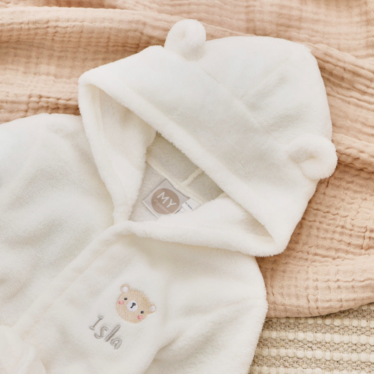 Personalized Bear Ivory Fleece Robe