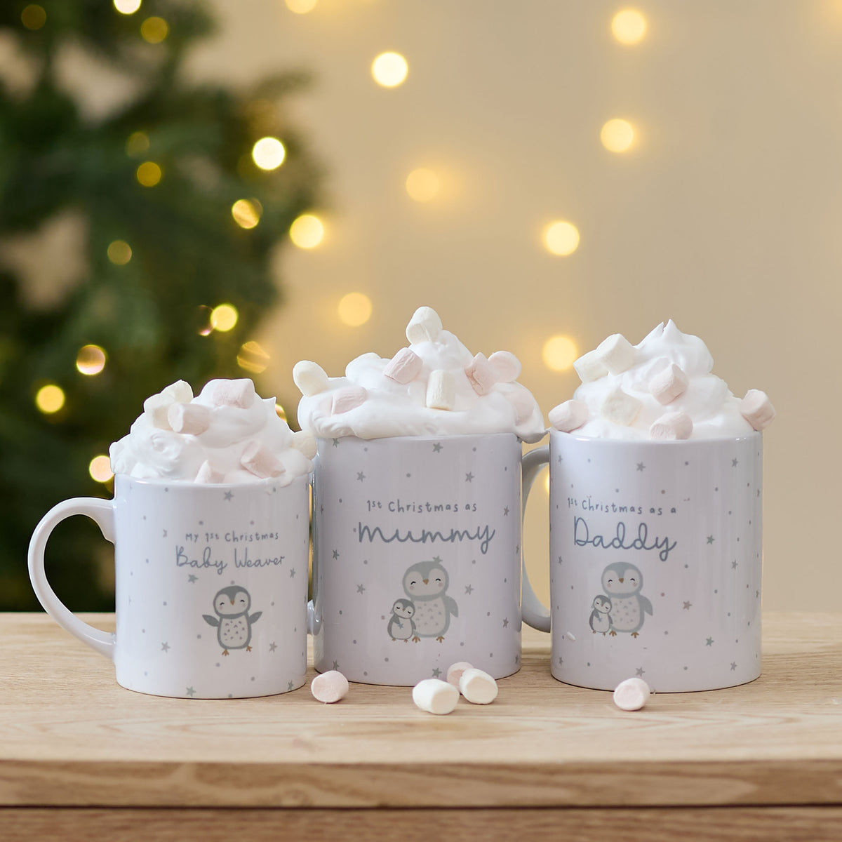 Personalised First Christmas Family Mug Set