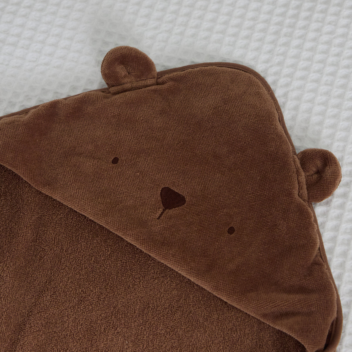 Personalised Mocha Bear Curved Hooded Towel