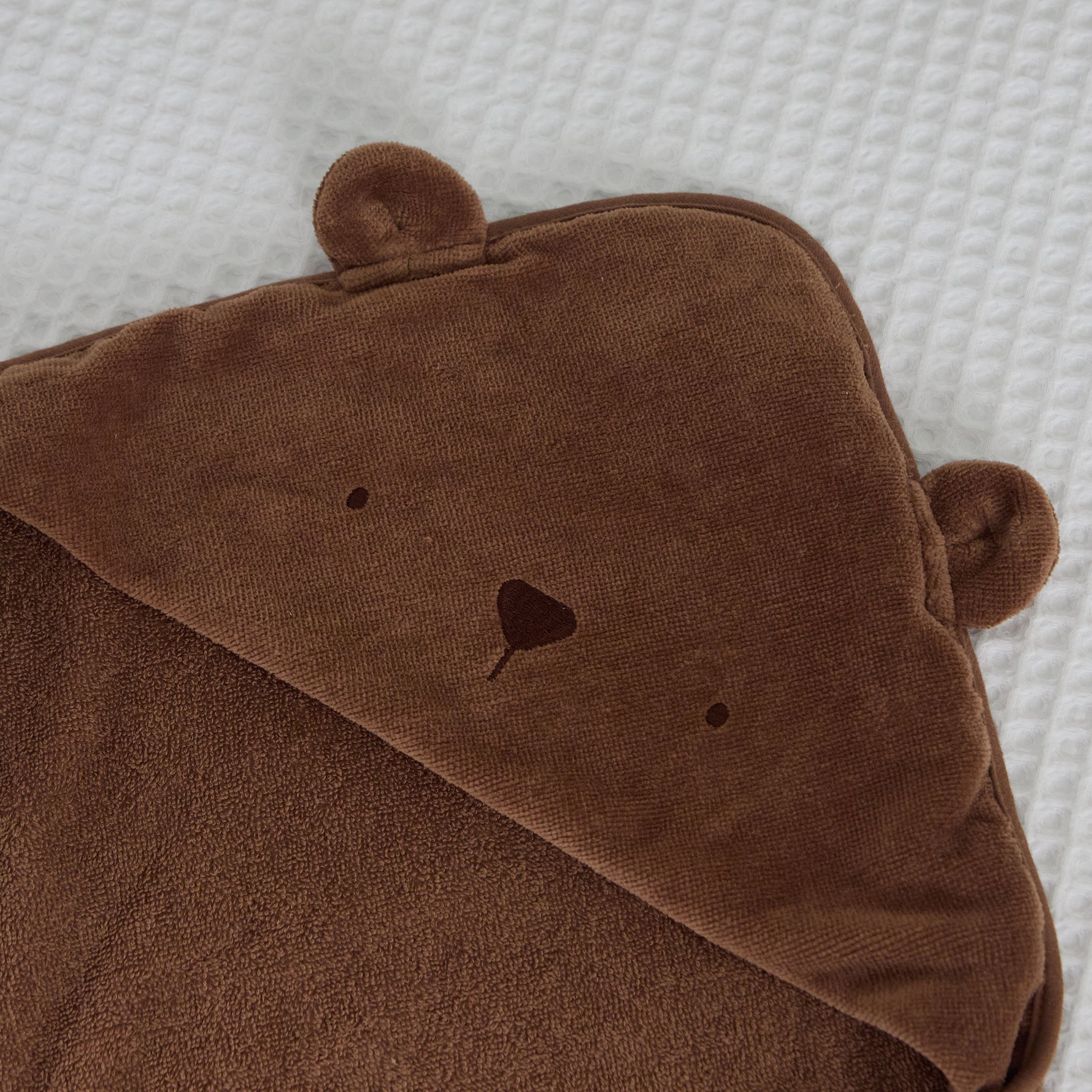 Personalised Mocha Bear Curved Hooded Towel