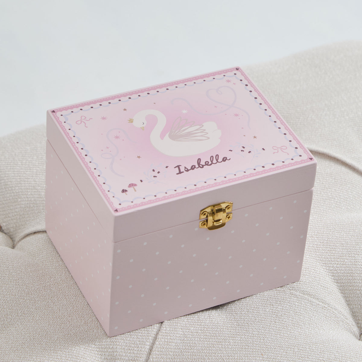 Personalised Swan Pink Jewellery Box
