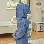 Personalized Blue Stegosaurus Dinosaur Fleece Dressing Gown