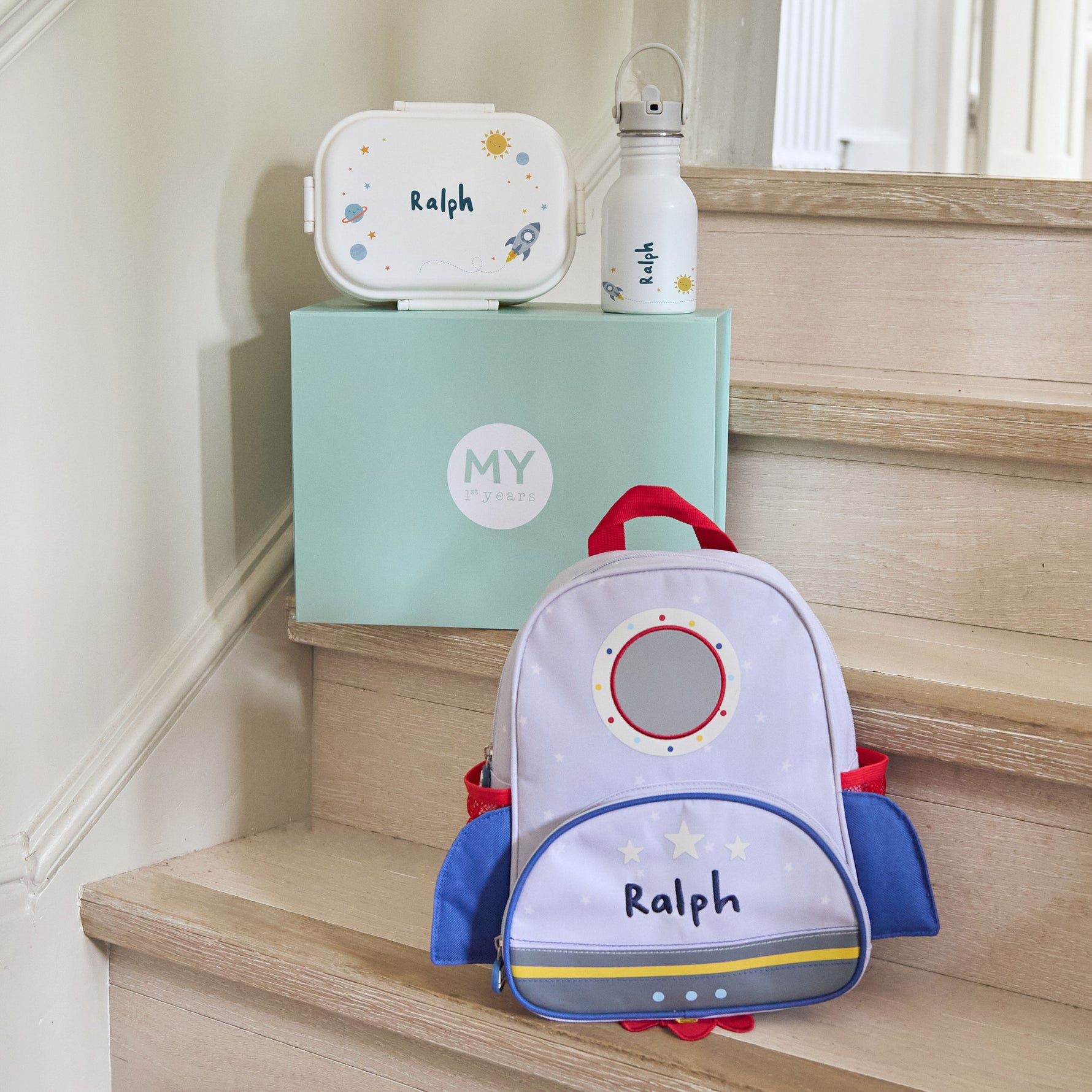 Personalised Grey Rocket Mini Backpack – My 1st Years