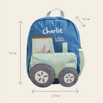 Personalised Tractor Denim Medium Character Backpack