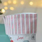 Personalised Small Red Stripe Patterned Christmas Stocking