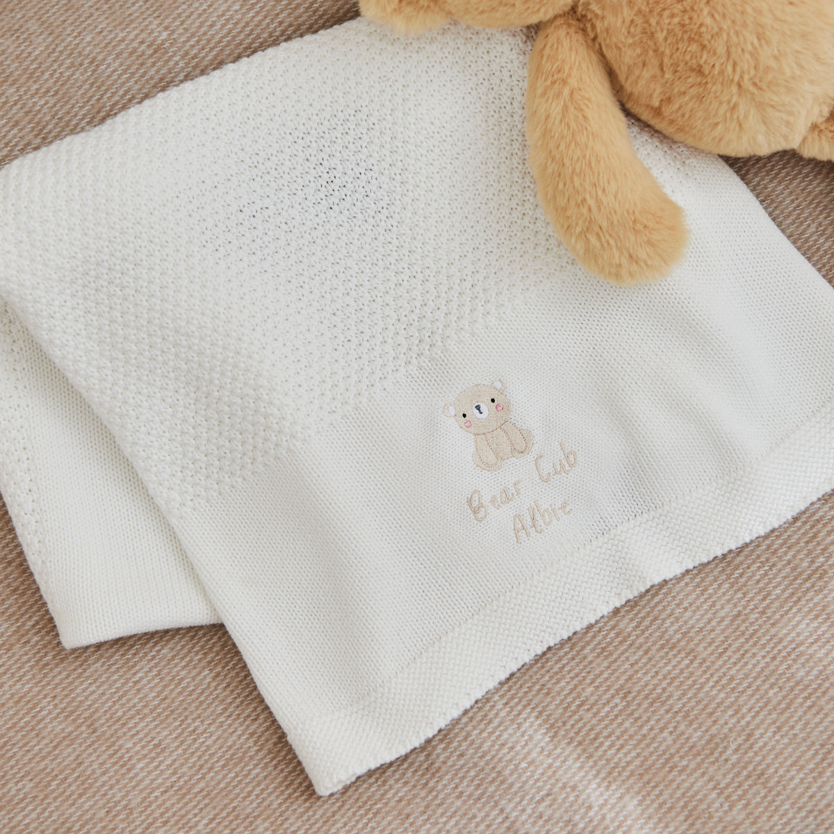 Personalized Biscuit Bear Ivory Shawl
