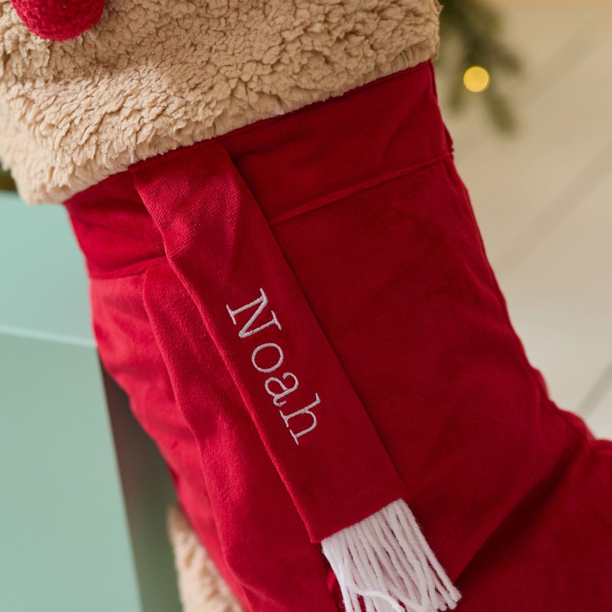 Personalised Large Red Reindeer Christmas Stocking