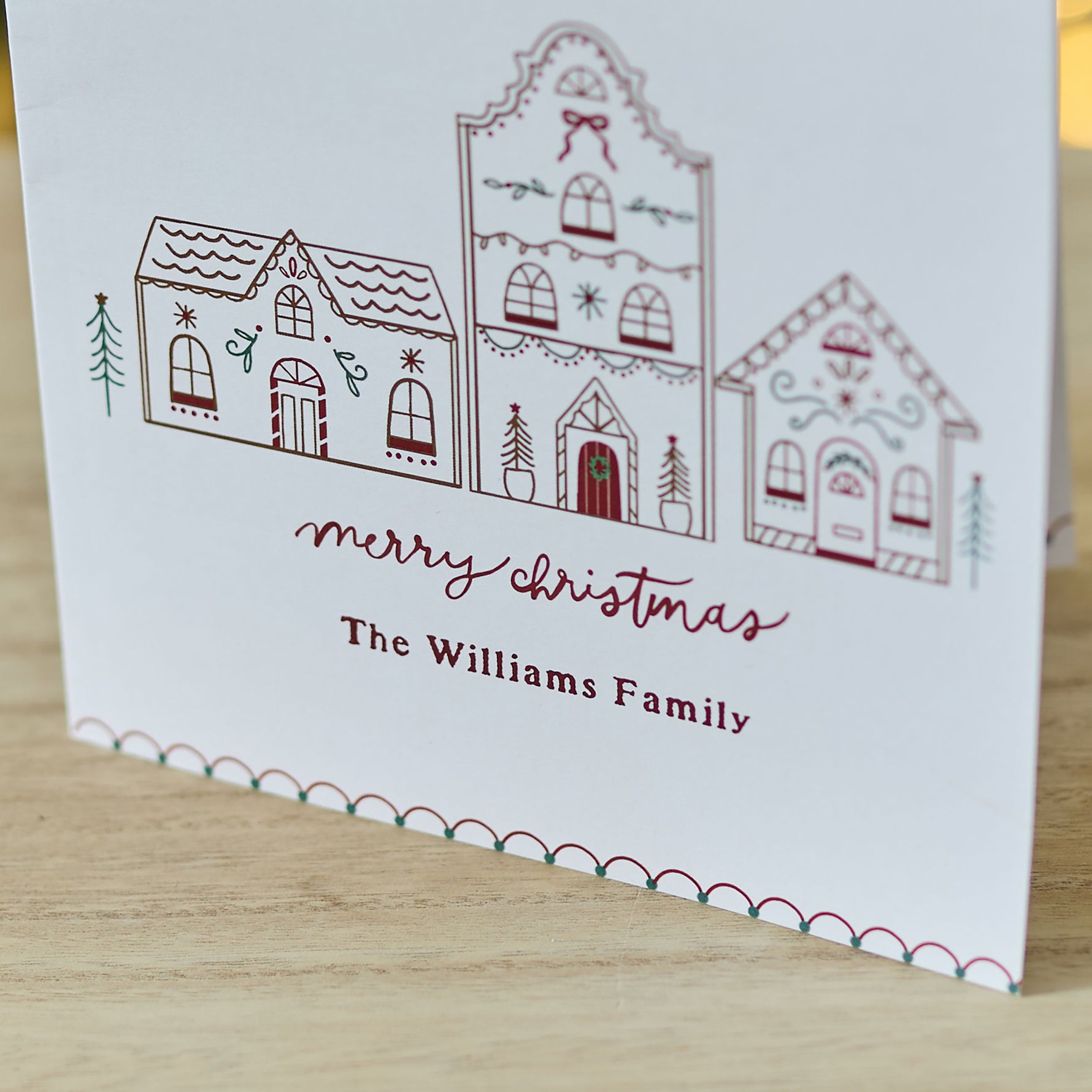 Personalised Gingerbread House Scene Christmas Card