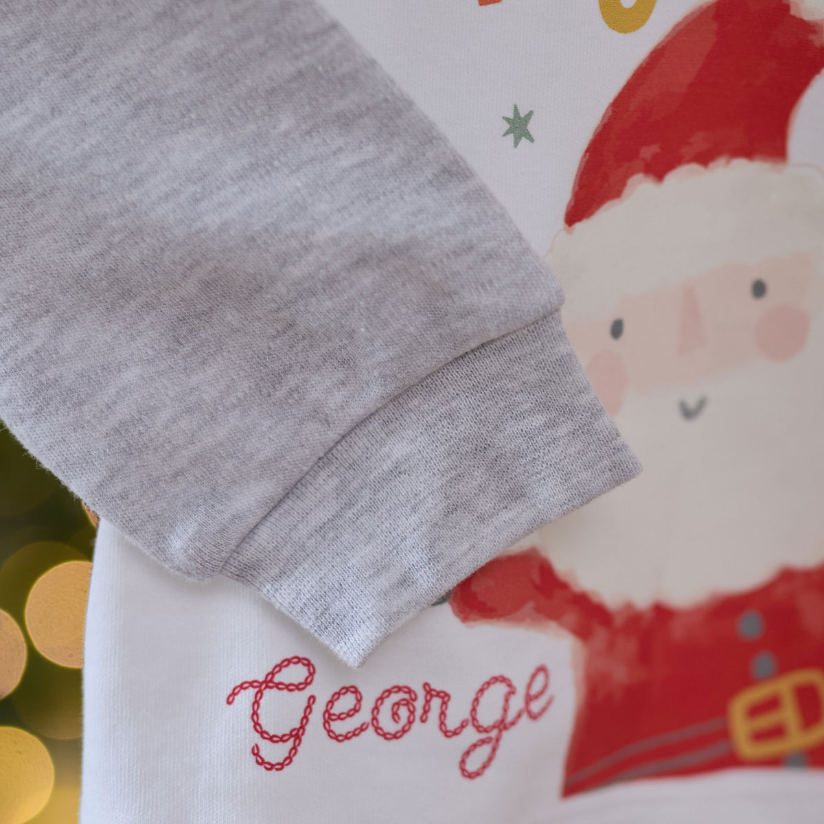 Personalised Grey Santa Ho Ho Ho Christmas Pyjamas