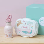  Personalised Pink Floral Safari Bottle & Lunchbox Set