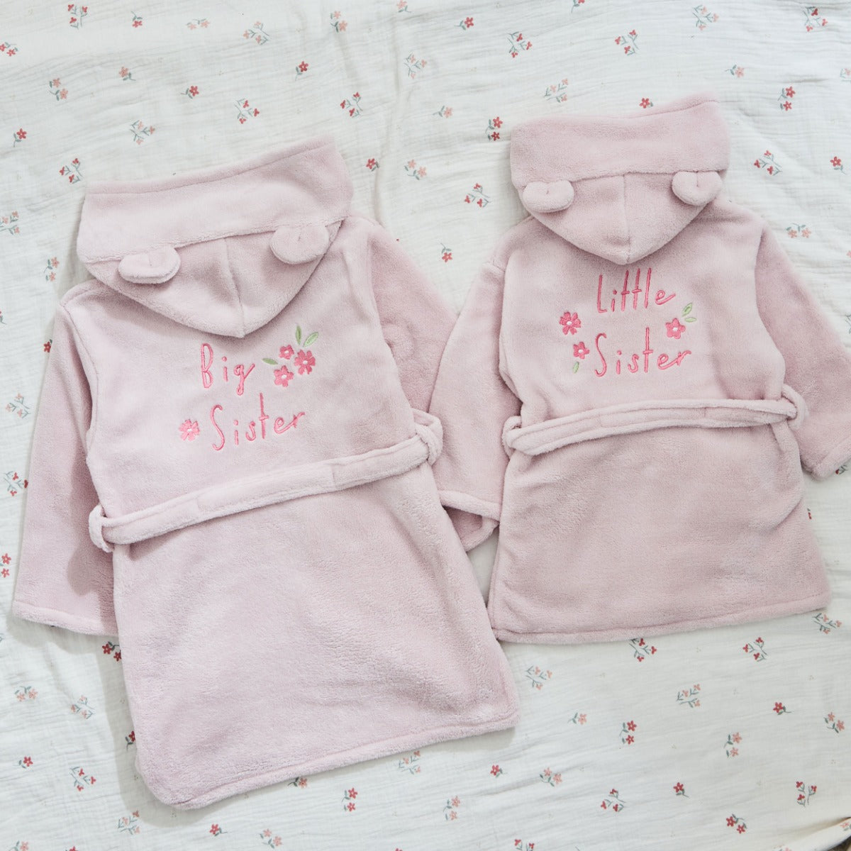 Pink Floral Sister Fleece Robe Gift Set