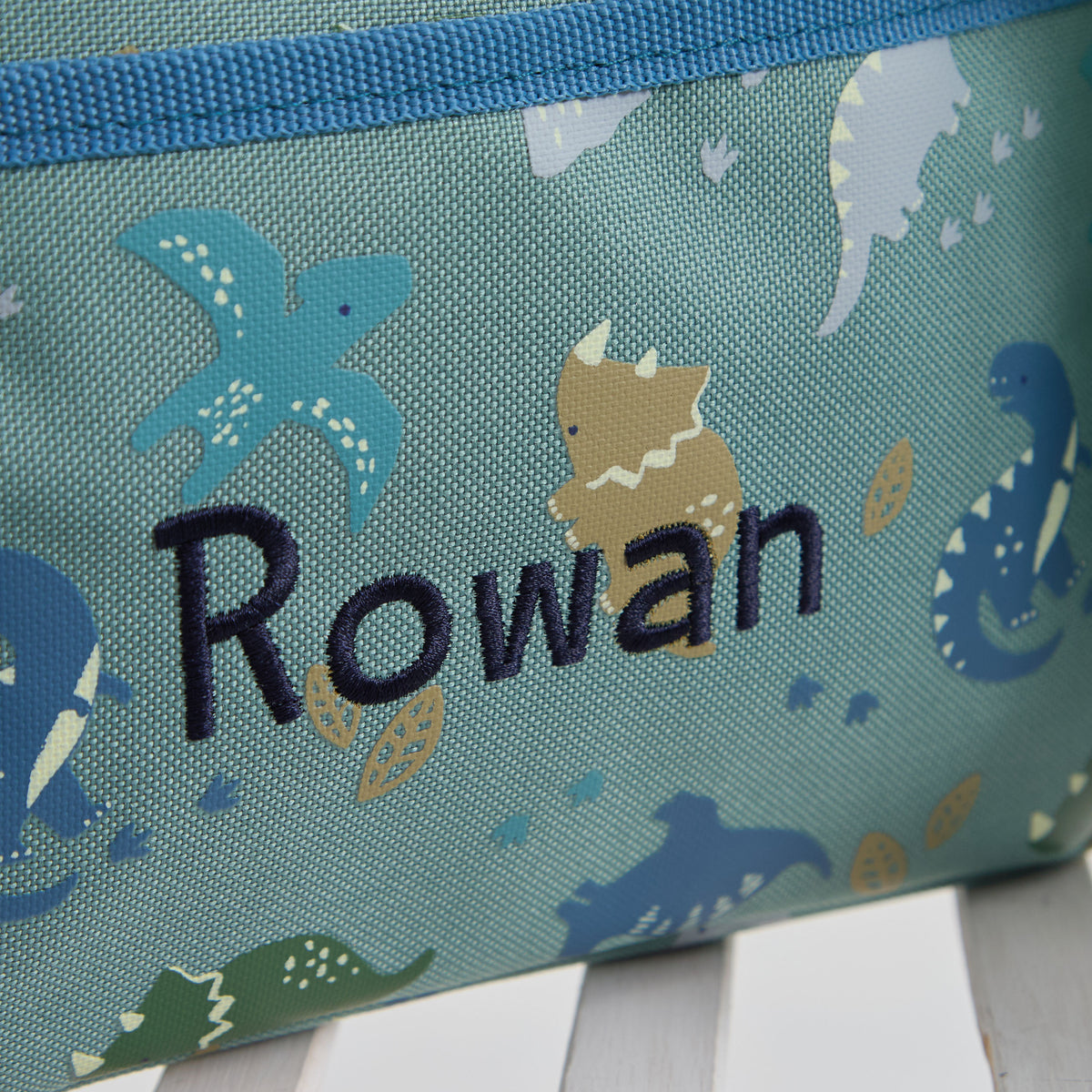 Personalised Khaki Dino Boxy Lunchbag