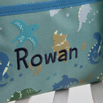 Personalised Khaki Dino Boxy Lunchbag