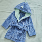 Personalized Blue Stegosaurus Dinosaur Fleece Dressing Gown