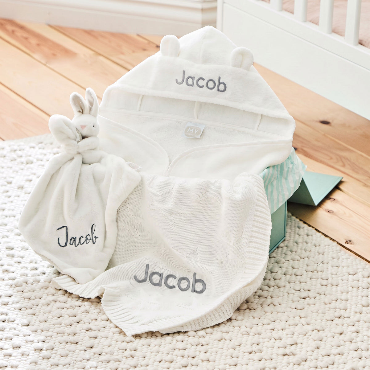 Personalized Ivory Baby Keepsake Box Gift Set