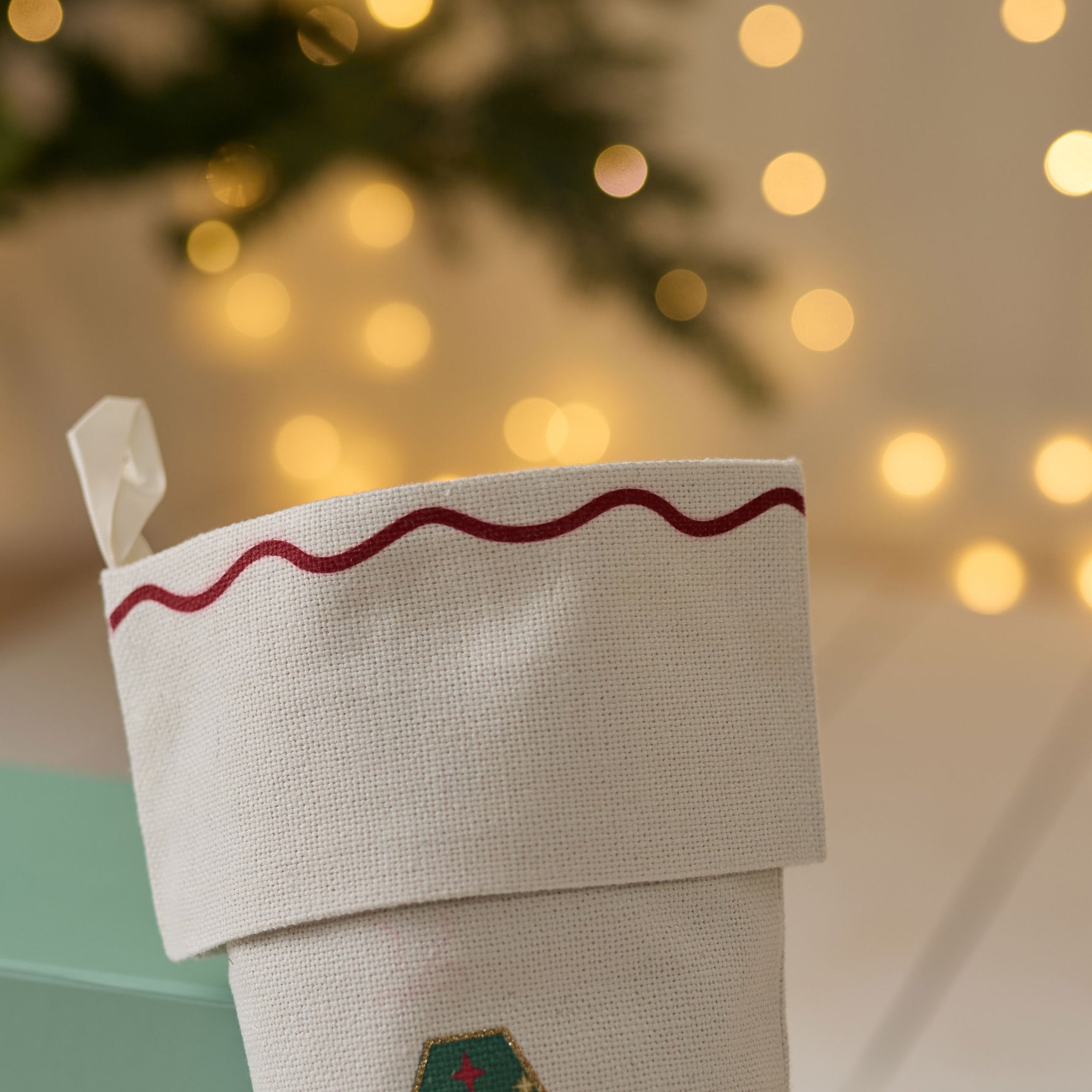 Personalised Initial Cream Christmas Stocking