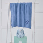 Personalized Blue Blanket and Bunny Gift Set