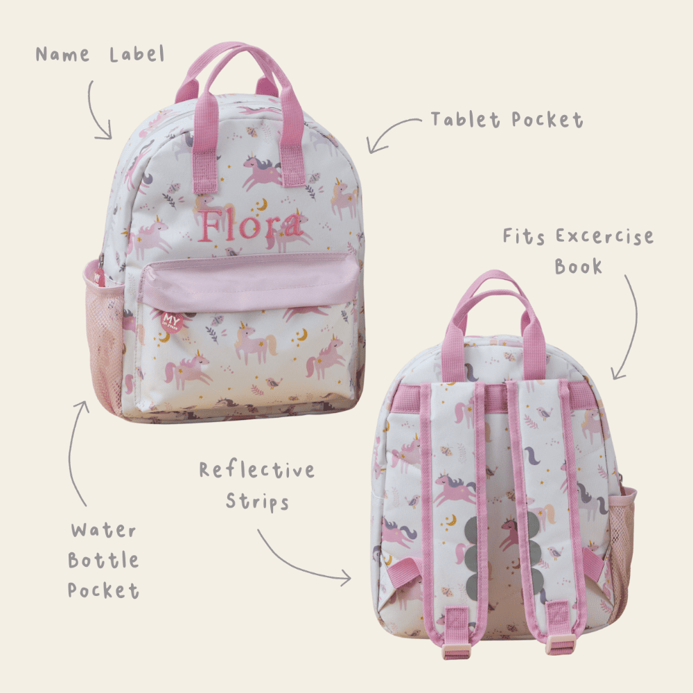 Personalised Unicorn Grab Medium Backpack