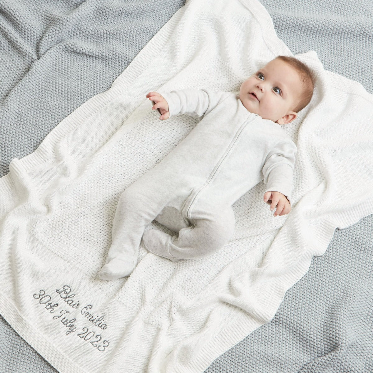 Personalized Ivory Cotton Baby Shawl