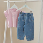 Personalised You're So Beautiful Pink Frill Tee and Jeans Gift Set