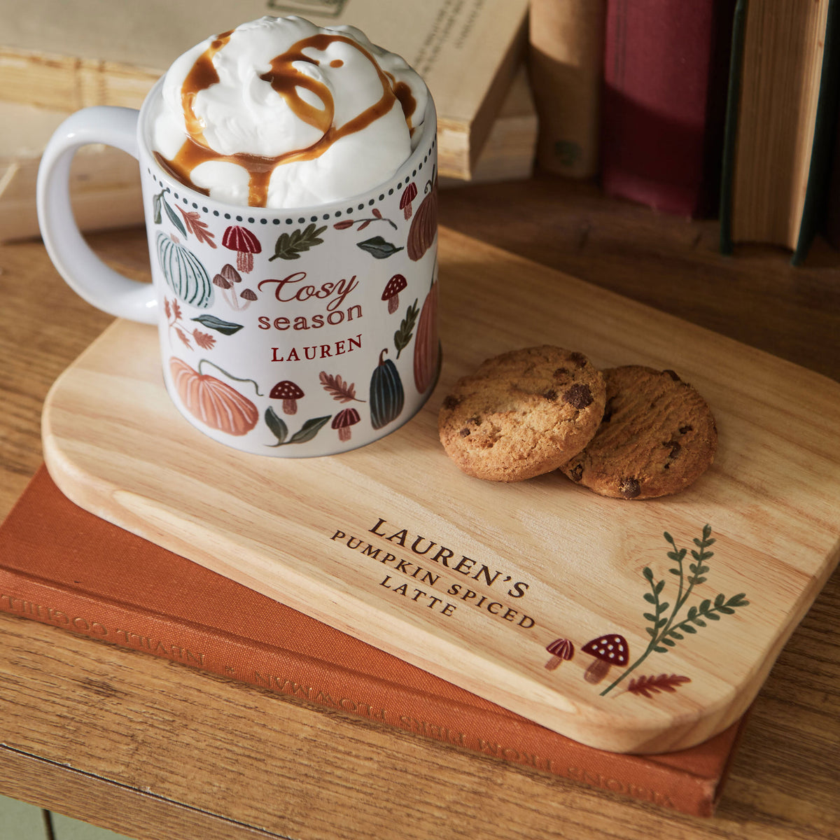 Personalised Autumn Mug & Tray Gift Set