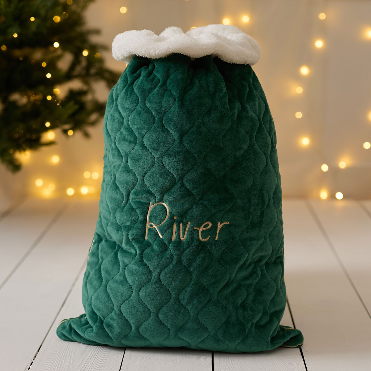 Personalised Green Velvet Name Sack