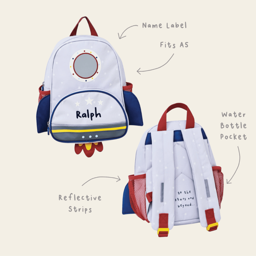 Personalised Grey Rocket Mini Backpack