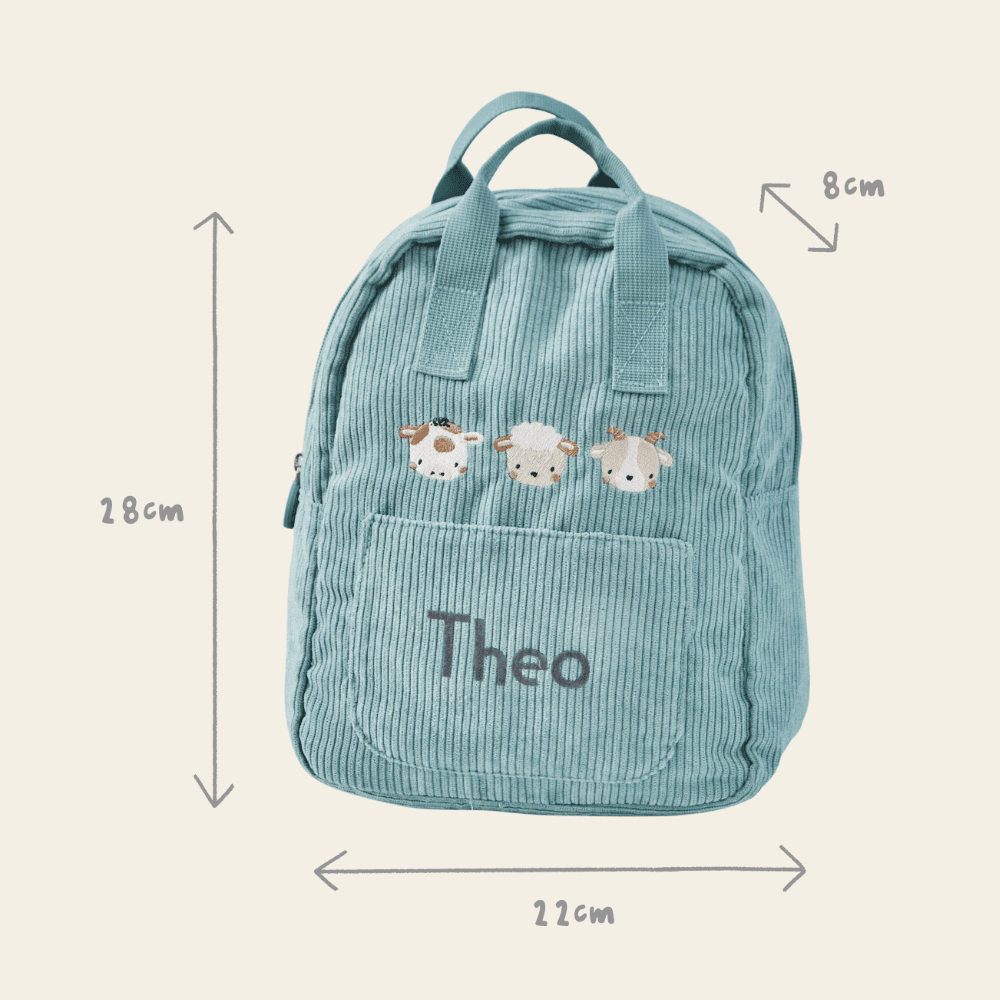 Personalised Sage Fun On The Farm Cord Mini Backpack