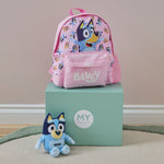 Personalised Pink Bluey Backpack & Plush Gift Set