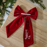 Personalised Christmas Red Hair Bow