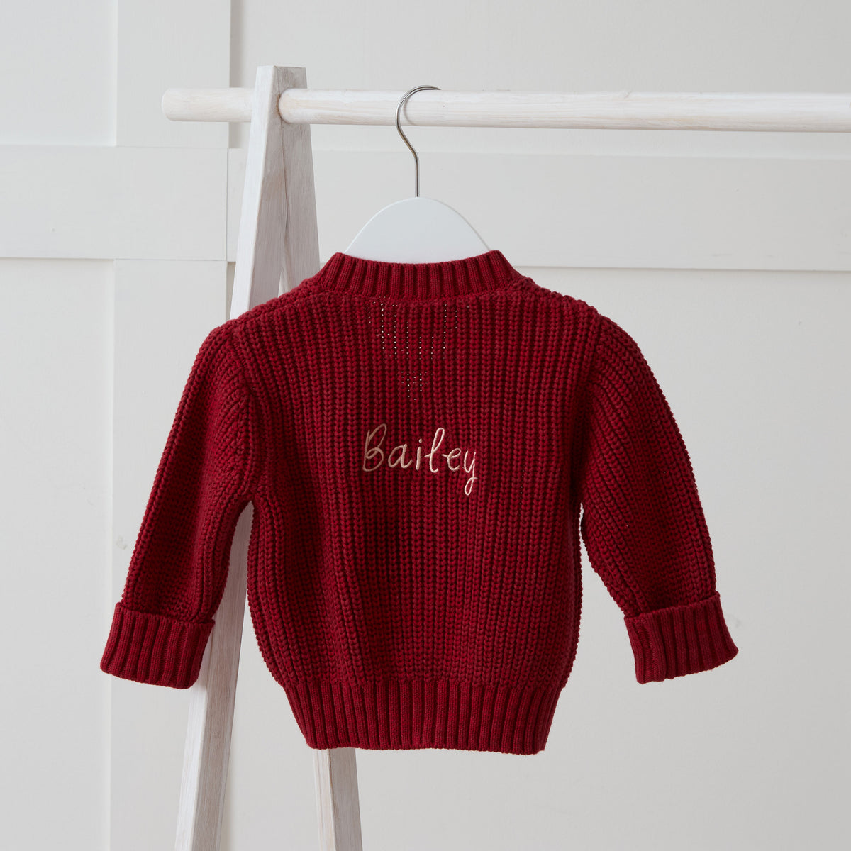 Personalised Organic Cotton Red Cardigan