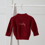 Personalised Organic Cotton Red Cardigan