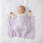 Personalised Lush Lavender Heart Jacquard Baby Blanket