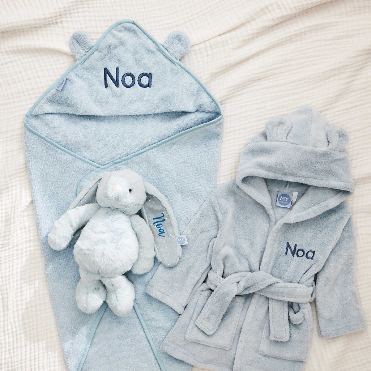 Personalized Blue Splash, Snuggle & Cuddle Gift Set
