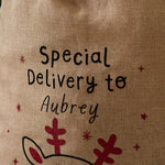 Personalised Brown Reindeer Christmas Sack